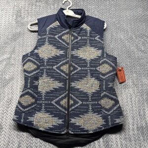 Outback Trading Company Maybelle Vest Women's M Blue Southwestern Aztec Cozy